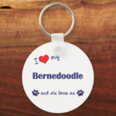 I Love My Bernedoodle (Female Dog) キーホルダー (正面)