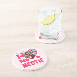 I Love My Bestieフォトカスタムハート型デザイン コースター