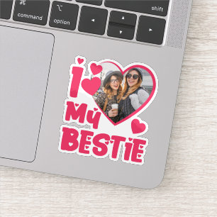 I Love My Bestieフォトカスタムハート型デザイン シール