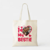 I Love My Bestieフォトカスタムハート型デザイン トートバッグ (裏面)