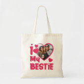 I Love My Bestieフォトカスタムハート型デザイン トートバッグ (正面)
