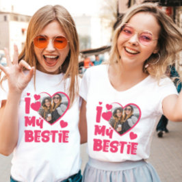 I Love My Bestieフォトカスタムハート型デザイン Tシャツ