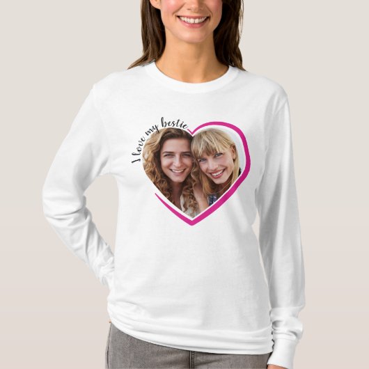 I Love My Bestiesピンクのハート写真 Tシャツ (正面)