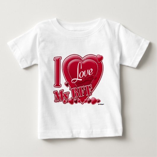 I Love My BFF red - ハート ベビーTシャツ (正面)