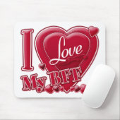 I Love My BFF red - ハート マウスパッド (マウス)