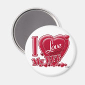 I Love My BFF red - ハート マグネット (正面/裏面)