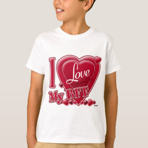 I Love My BFF red - ハート Tシャツ