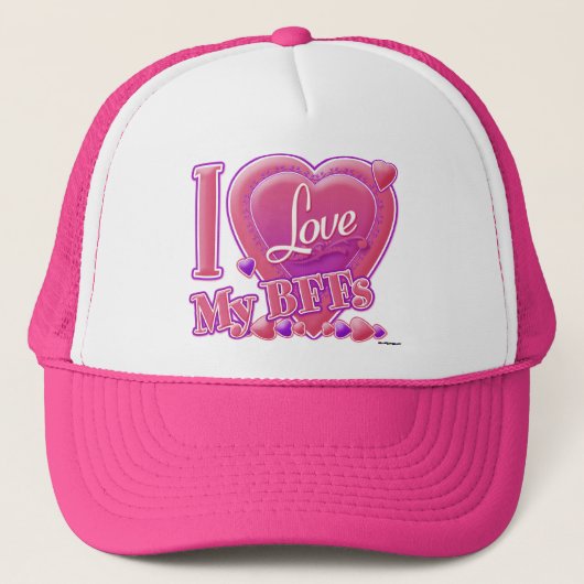 I Love My BFFs pink/purple - hearts キャップ (正面)