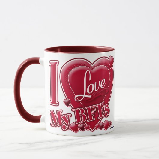 I Love My BFFs Red -ハート マグカップ (左)