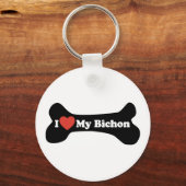 I Love My Bichon - Dog Bone キーホルダー (正面)