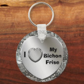 I Love My Bichon Frise Heart Keychain キーホルダー (正面)