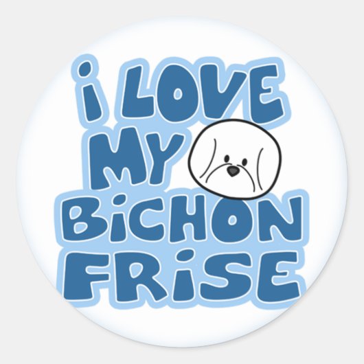 I Love My Bichon Frise Stickers ラウンドシール (正面)