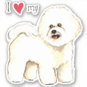 I love my Bichon Frise Vinyl Sticker シール (正面)