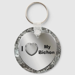 I Love My Bichon Heart Keychain キーホルダー