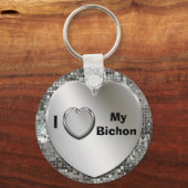 I Love My Bichon Heart Keychain キーホルダー (正面)