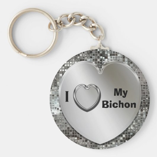 I Love My Bichon Heart Keychain キーホルダー (正面)