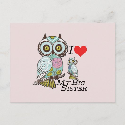 I-Love my-big sister owls複数の製品セレクト ポストカード (正面)