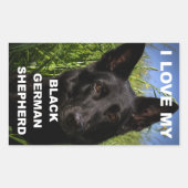 I Love My Black German Shepherd 長方形シール (正面)