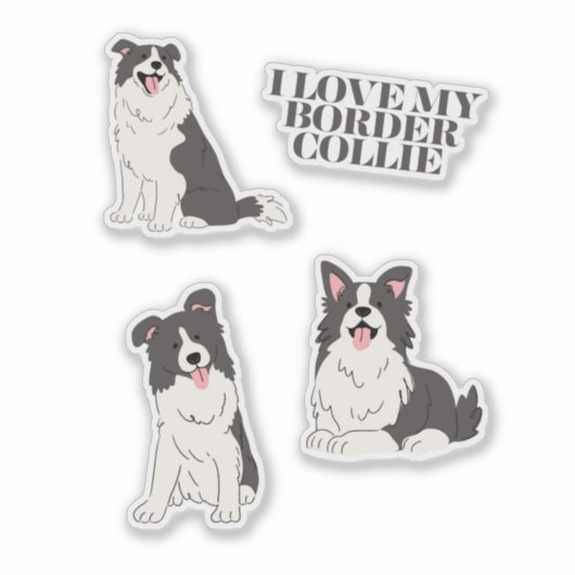 I Love My Border Collie Sticker Set シール (正面)