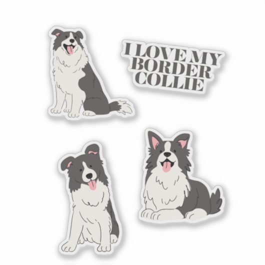 I Love My Border Collie Stickers シール (正面)