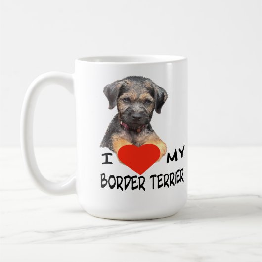 I Love My Border Terrier Custom-Cut Vinyl Sticker  コーヒーマグカップ (左)
