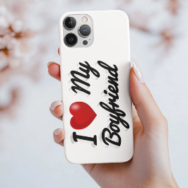 I Love My Boyfriend かわいい黒文字 iPhone カーショ 13ケース