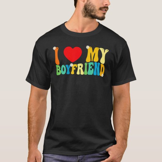 I Love My Boyfriend BF Red Heart Love Valentine Tシャツ (正面)