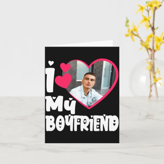 I Love My Boyfriend D Photo  カード (黄色い花)