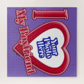 I Love My Boyfriend Photo Red Heart Purple ジグソーパズル (横)