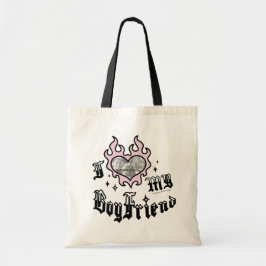 I Love My Boyfriend - Pink - DingusDesign  トートバッグ