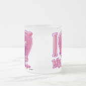 I Love My Boys pink/purple -ハート フロストグラスマグカップ (中央)