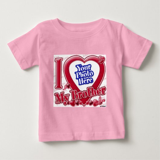I Love My Brother赤いハート – 写真 ベビーTシャツ (正面)
