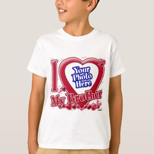 I Love My Brother赤いハート – 写真 Tシャツ (正面)