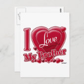 I Love My Brother Red -ハート ポストカード (正面/裏面)