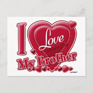 I Love My Brother Red -ハート ポストカード