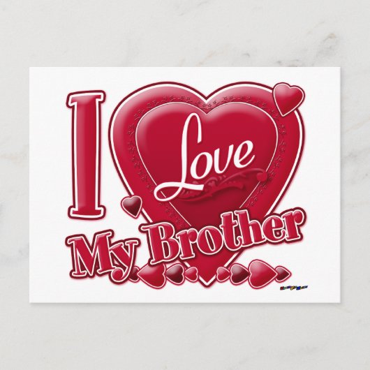 I Love My Brother Red -ハート ポストカード (正面)