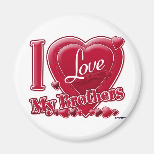 I Love My Brothers red -ハート マグネット (正面)