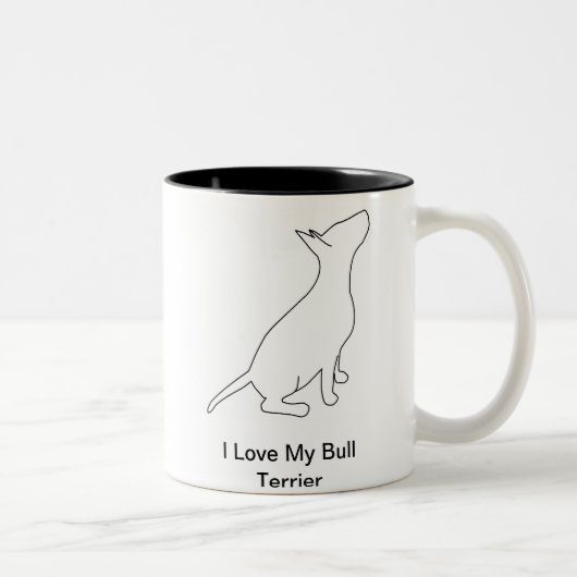 I Love My Bull Terrier ツートーンマグカップ (右)