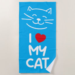 I love my cat ビーチタオル