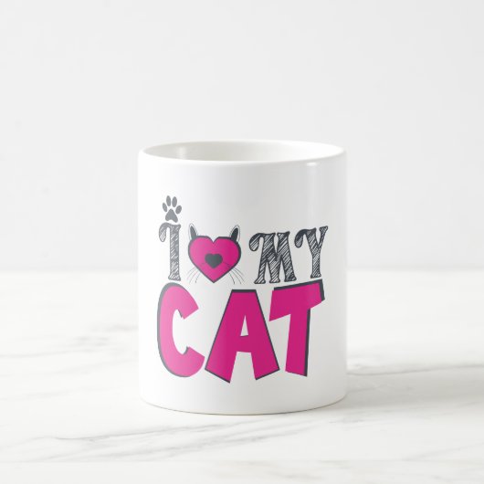 I Love My Cat – Cute Pet Lover Design コーヒーマグカップ (中央)
