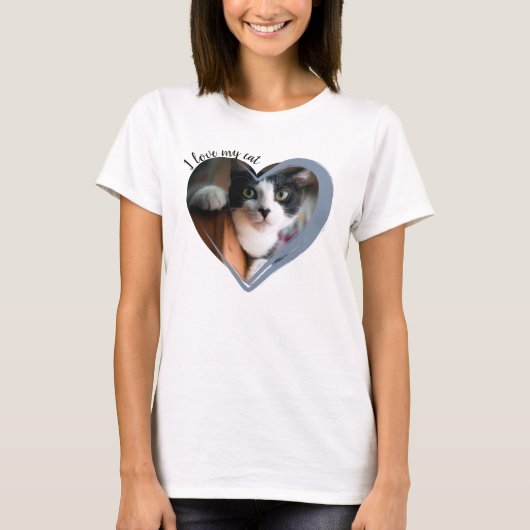 I Love My Cat Heart Photo  Tシャツ (正面)