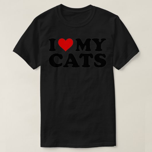 I Love My Cats Funny Red Heart Cats I Heart My Cat Tシャツ (デザイン正面)