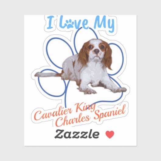 I Love My Cavalier King Charles Spaniel Dog Lover シール (シート)