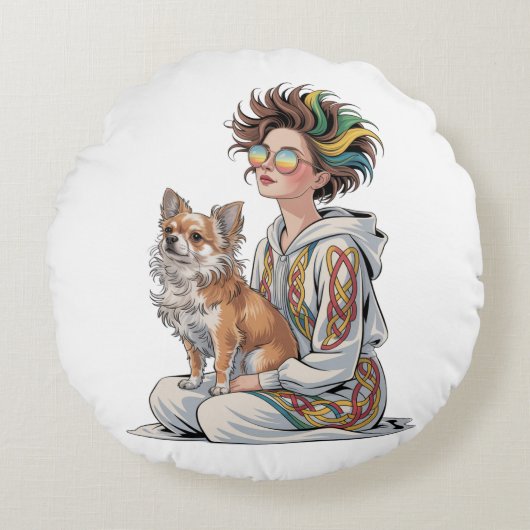  i love my chihuahua  ラウンドクッション (正面)