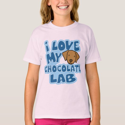I Love My Chocolate Lab Girl's Ringer T-shirt Tシャツ (正面)
