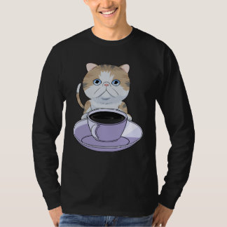 I Love My Coffee and Exotic Shorthair Cat Tシャツ