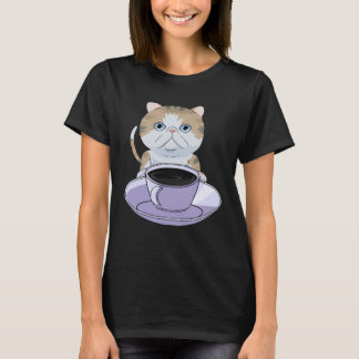 I Love My Coffee and Exotic Shorthair Cat Tシャツ