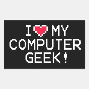 I Love My Computerギーク 長方形シール