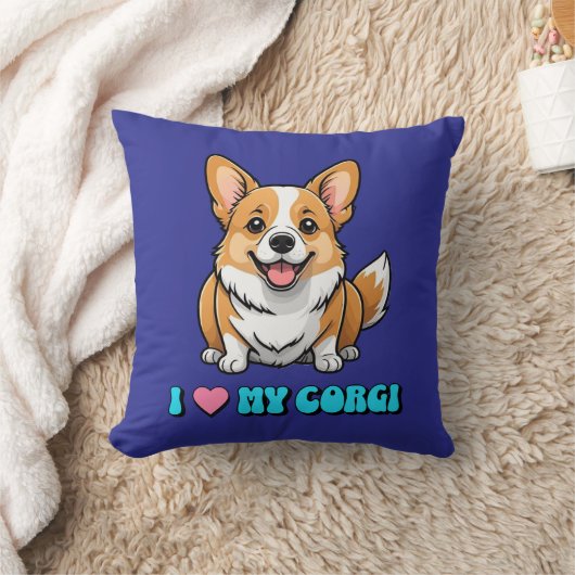 I Love My Corgi クッション (ブランケット)