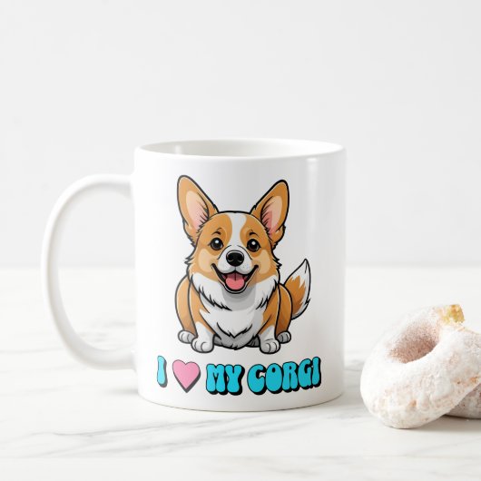 I Love My Corgi コーヒーマグカップ (ドーナツ)